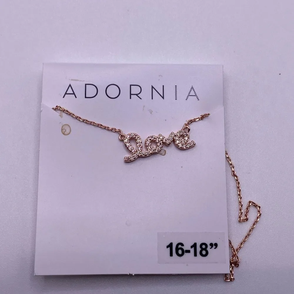 ! SUNDAY SALE! ✨ADORNIA✨ rosegold “love” rhinestone necklace - Picture 1 of 4